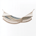 Amaca 300 x 100 cm in tessuto beige e blu con barre in legno - sospesa stile boho