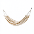 Amaca 200 x 150 cm in cotone beige con barre in legno per esterno