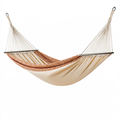 Amaca da giardino 300 x 150 cm in tessuto beige e arancione con barre distanziatrici