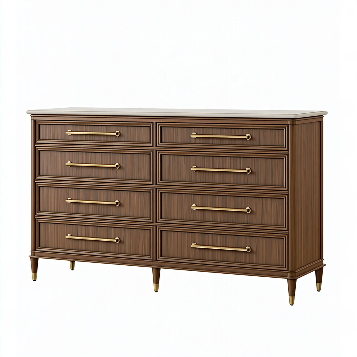 Cassettiera 160 x 45 x 95 cm in legno marrone con piano chiaro - stile classico per camera