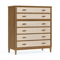 Cassettiera 100 x 45 x 140 cm in legno marrone e beige con 6 cassetti stile classico