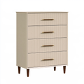 Cassettiera 80 x 40 x 120 cm in legno beige con 4 cassetti stile moderno