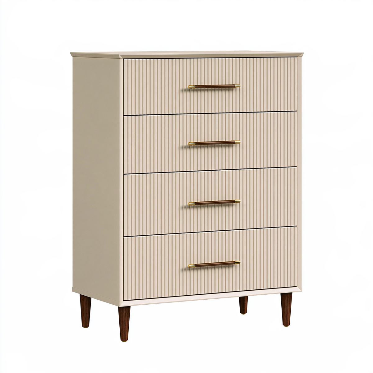 Cassettiera 80 x 40 x 120 cm in legno beige con 4 cassetti stile moderno