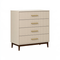Cassettiera 90 x 45 x 120 cm in legno beige e marrone con 4 cassetti stile moderno