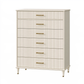 Cassettiera 90 x 45 x 150 cm in legno ingegnerizzato avorio a 6 cassetti stile classico