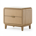 Comodino 50 x 40 x 55 cm in legno beige con due cassetti stile moderno