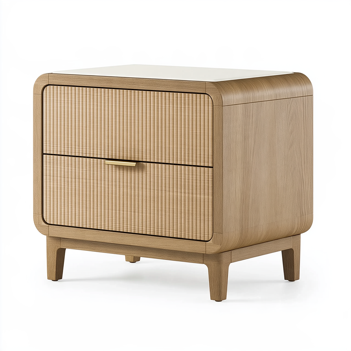 Comodino 50 x 40 x 55 cm in legno beige con due cassetti stile moderno