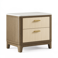 Comodino 50 x 40 x 60 cm in legno marrone e crema con 2 cassetti stile moderno