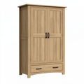 Armadio 100x55x200 cm in legno rovere con 2 ante e cassetto stile rustico