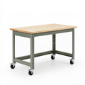 Banco da lavoro 122 x 61 x 91 cm in legno e acciaio verde con ruote stile industriale
