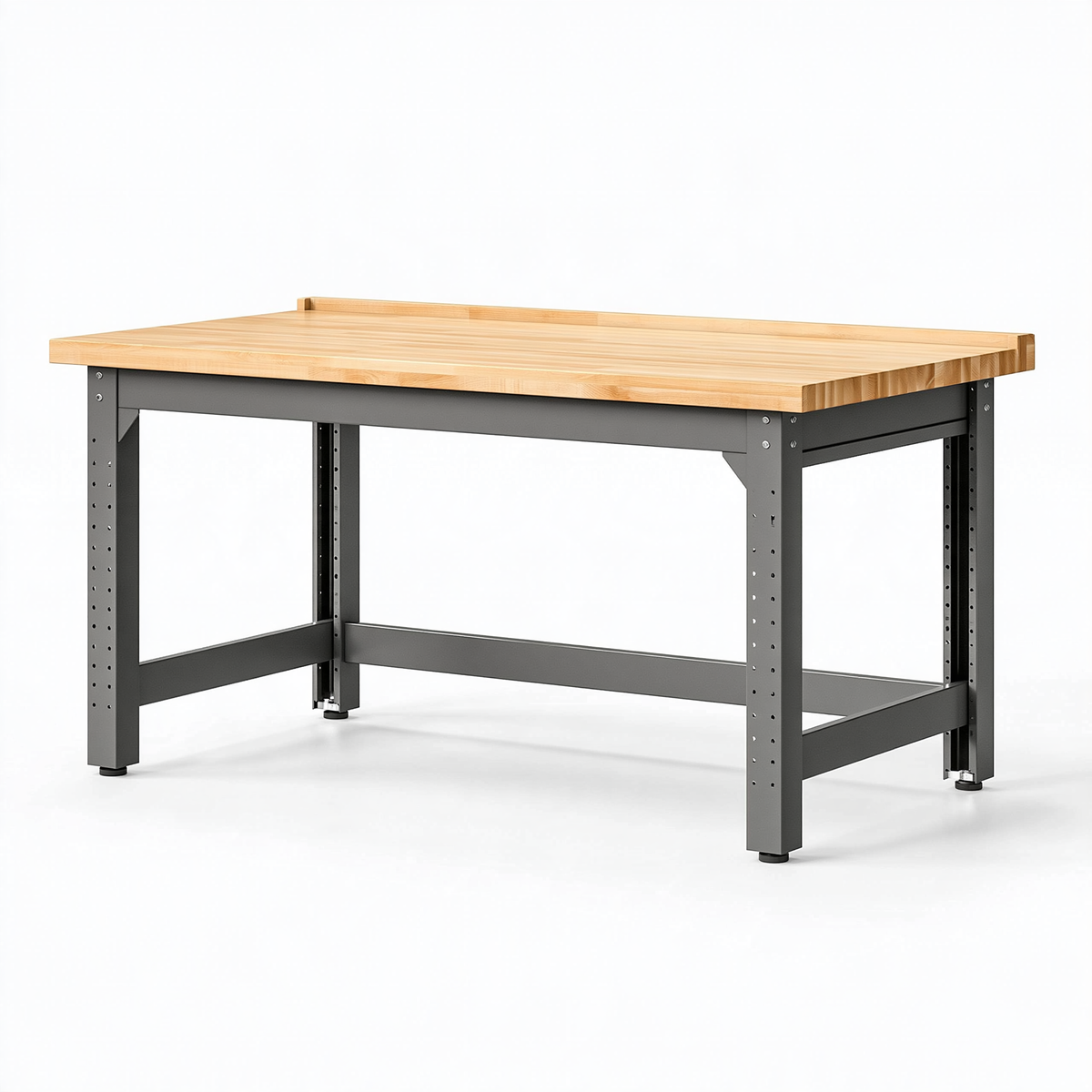 Banco da lavoro 152 x 76 x 91 cm in legno e acciaio naturale nero regolabile