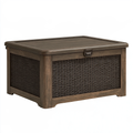 Baule contenitore da esterno 125 x 65 x 60 cm in resina marrone effetto legno con coperchio