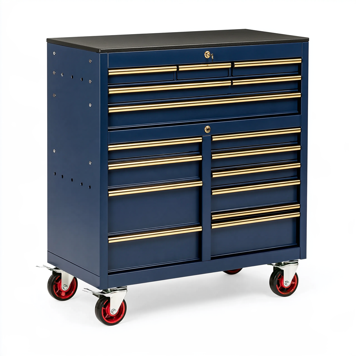 Carrello portautensili 77 x 46 x 97 cm in acciaio blu con 15 cassetti e ruote