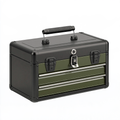 Cassetta portautensili 45 x 24 x 32 cm in metallo nero e verde oliva con cassetti