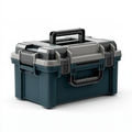 Cassetta portautensili 48 cm in plastica grigio blu petrolio - organizer portatile con maniglie pieghevoli
