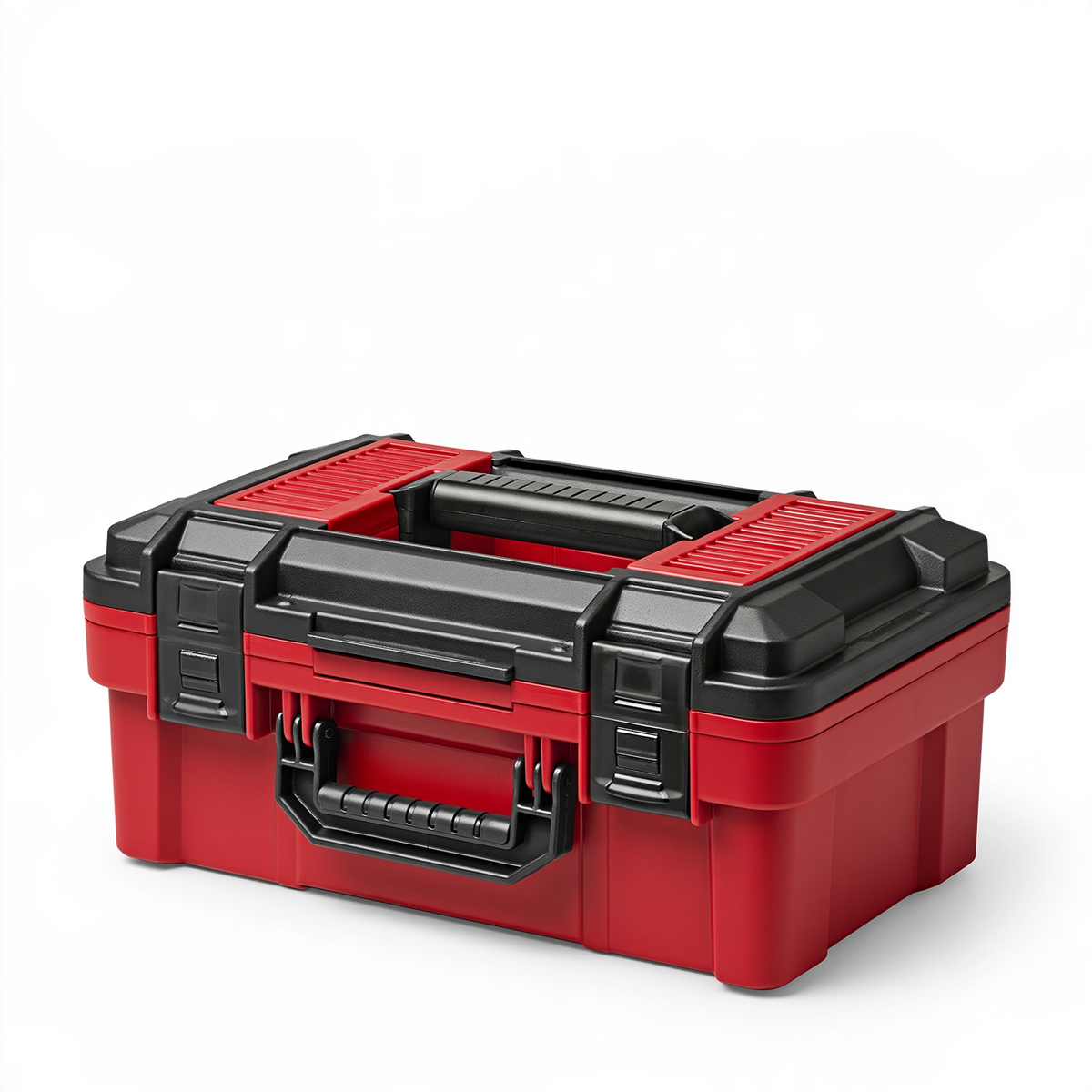 Cassetta portautensili 50 x 25 x 23 cm in plastica rosso/nero con maniglia e chiusure